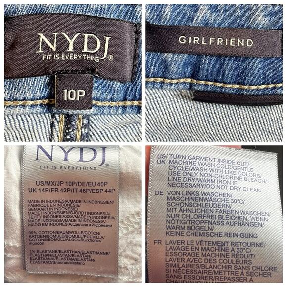NYDJ Girlfriend Jeans Cropped Mid Rise Medium Wash Women’s Size 10P Petite - Picture 5 of 6